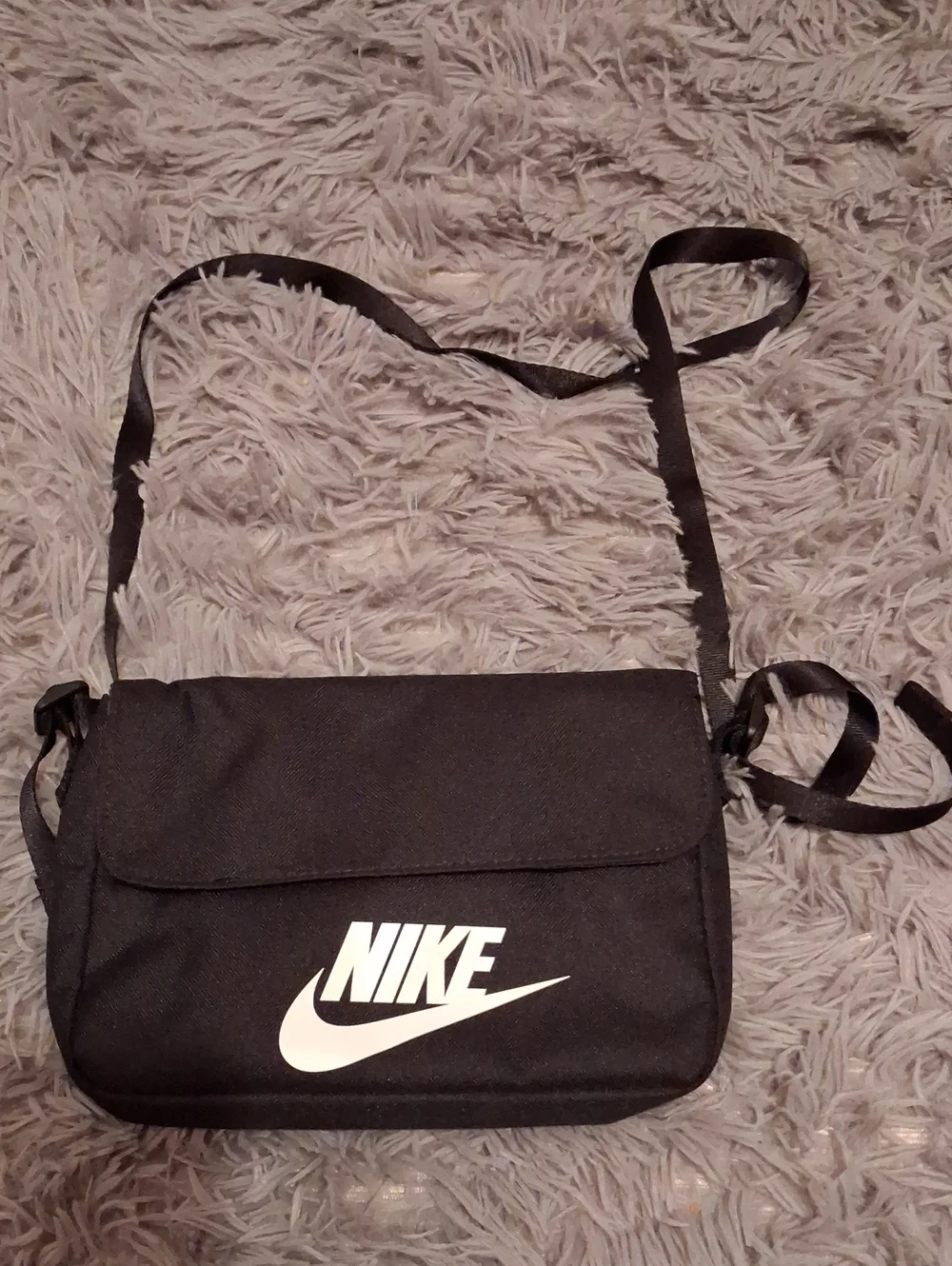 Nike Black Messenger Bag with White Swoosh